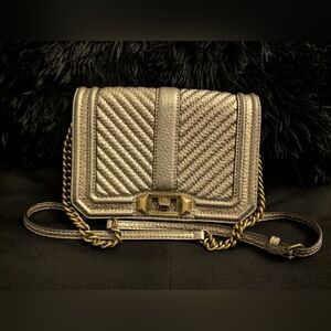 Rebecca Minkoff Metallic Gold Quilted Chevron Crossbody Bag